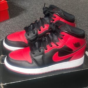 Jordan Kids MID Dunks Black and Red High-Top Sneakers